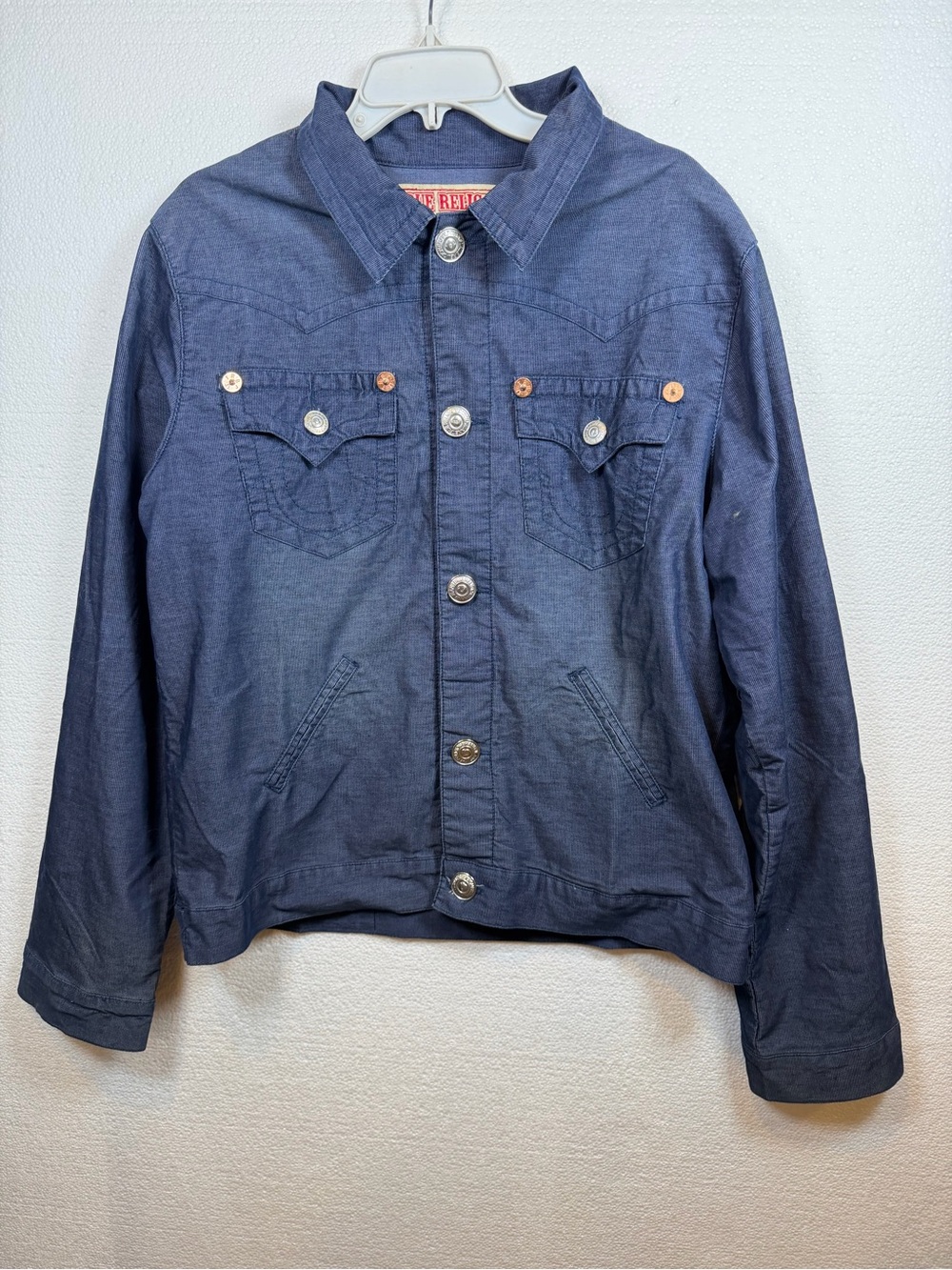 True Religion Men's Dark Blue Button-Front Shirt Jacket